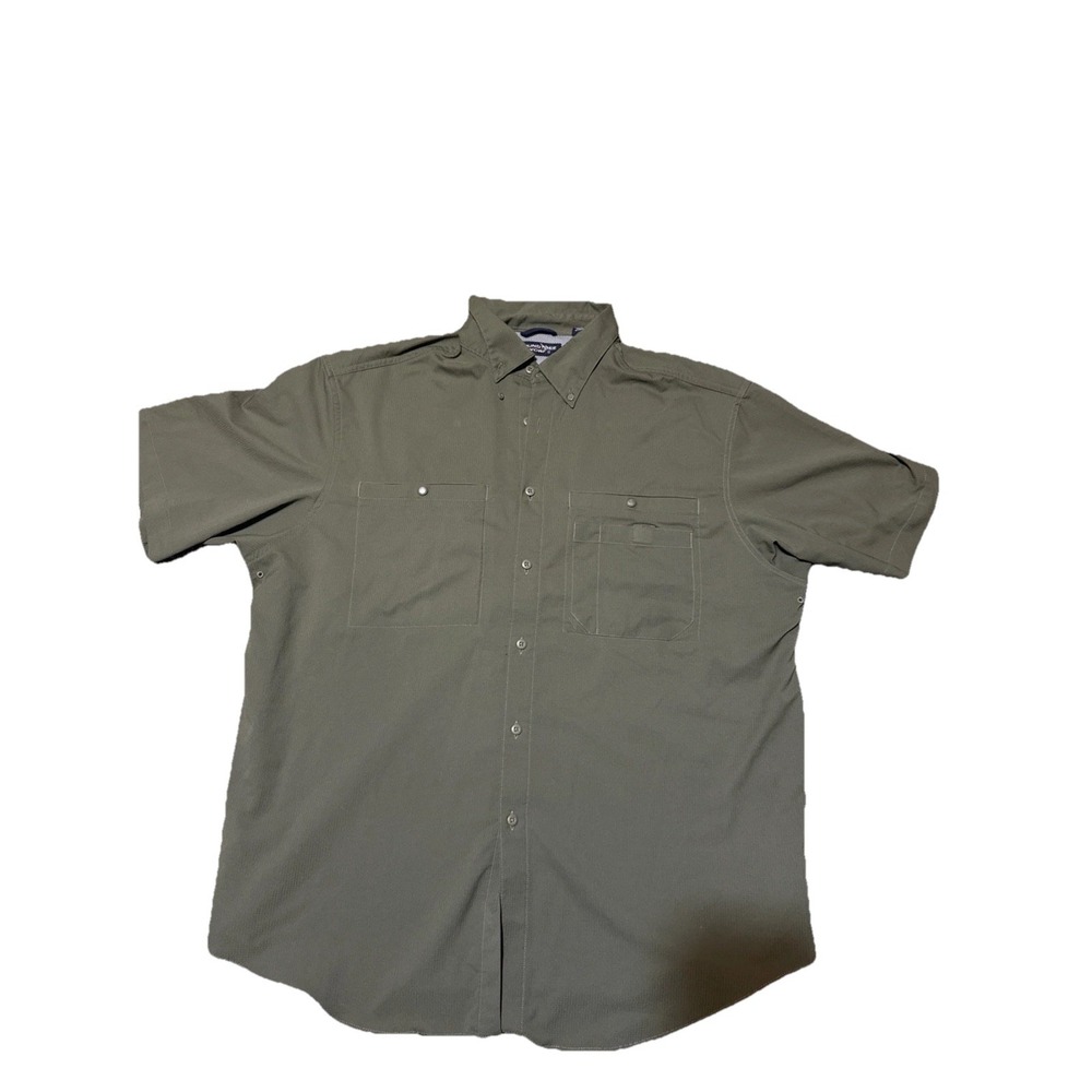 Roundtree & Yorke Gold Label Shirt Mens Large Brown Non-Iron Button Down Pocket
